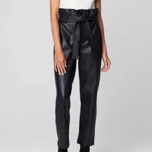 Blank NYC Black Faux Leather Dark Secrets Paperbag Tapered Pants